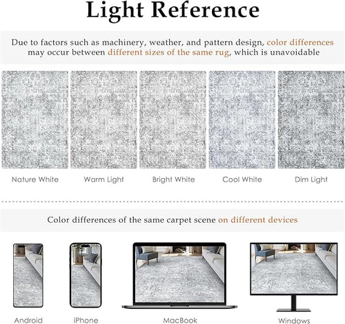 2x8 Runner Rug Washable Vintage Indoor Hallway Carpet Non Slip Grey Bedroom Low Pile Kitchen Distressed Long Retro Accent Throw Rug for Bathroom Dining Laundry Living Room
