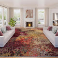Arbosofe Modern Abstract Rug for Living Room, 6'x9' Washable Area Rug with Non-Slip Backing & Short Pile, Large Carpet with Abstract Pattern for Living Room Bedroom and Dining Floor Carpet Red Orange