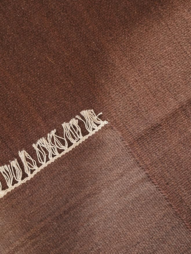 Rugsotic Carpets Hand Woven Flat Weave Kilim Wool ECO-Friendly Area Rugs - 3'x5', Rectangle Shape, Dark Brown Color, Solid Plain Design, Low Pile Handmade Rugs for Living Room, Bed Room (D00111)
