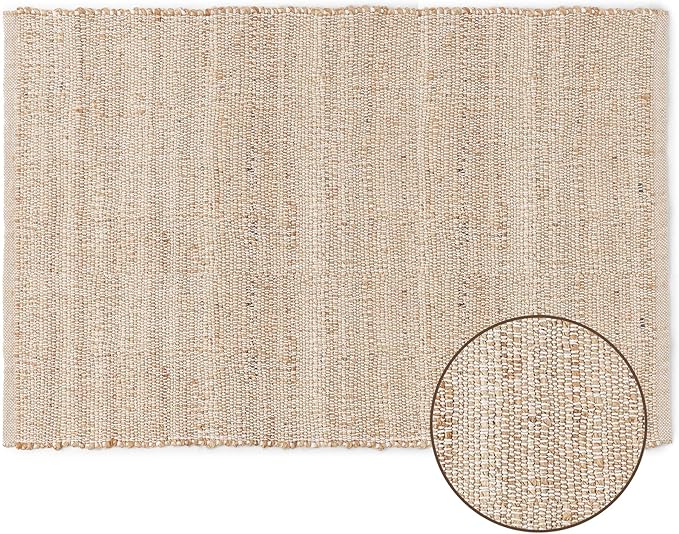 REDEARTH · Jute Cotton Area Rug - 2'x3' Rectangular Rug, Sustainable Handwoven, Non-Shedding, Soft & Durable – Reversible, Neutral Tones for Home Décor in Living Room, Dining Room, Bedroom