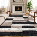 Superior Indoor Area Rug, Jute Backed, Modern Geometric Patchwork Floor Decor for Bedroom, Office, Living Room, Entryway, Kitchen, Hardwood Floors, Rockwood Collection, 6' x 9', Ivory-Beige