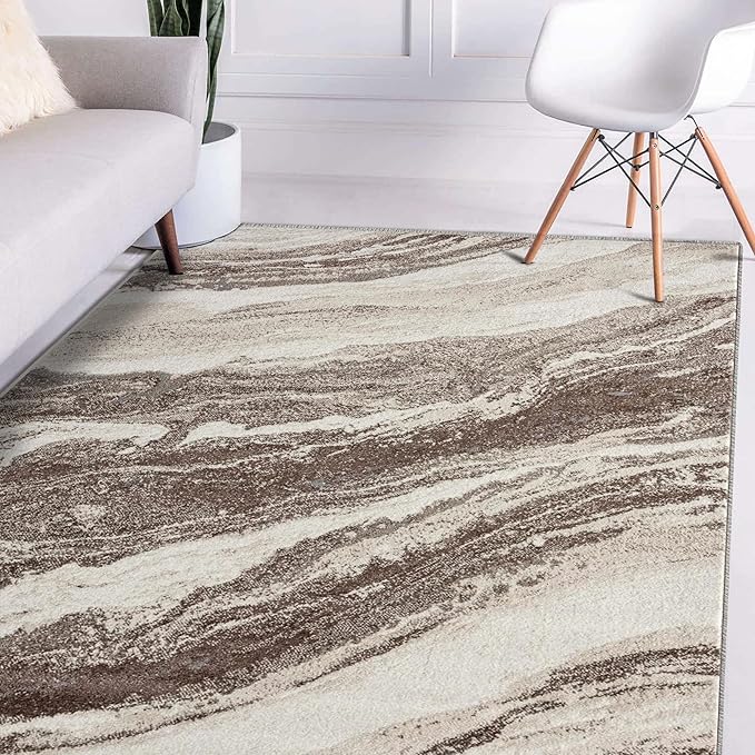 LUXE WEAVERS Lagos Collection 7983 Brown 8x10 Art Deco Geometric Area Rug