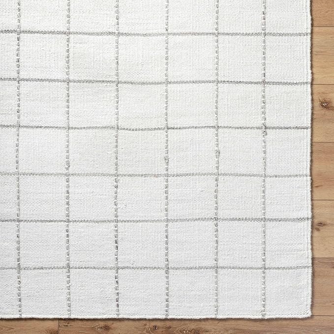 Mark&Day Wool Rugs, 9x12 Ishaq Cottage Off-White Area Rug, White Silver Carpet for Living Room, Bedroom or Kitchen (8'10" x 12')