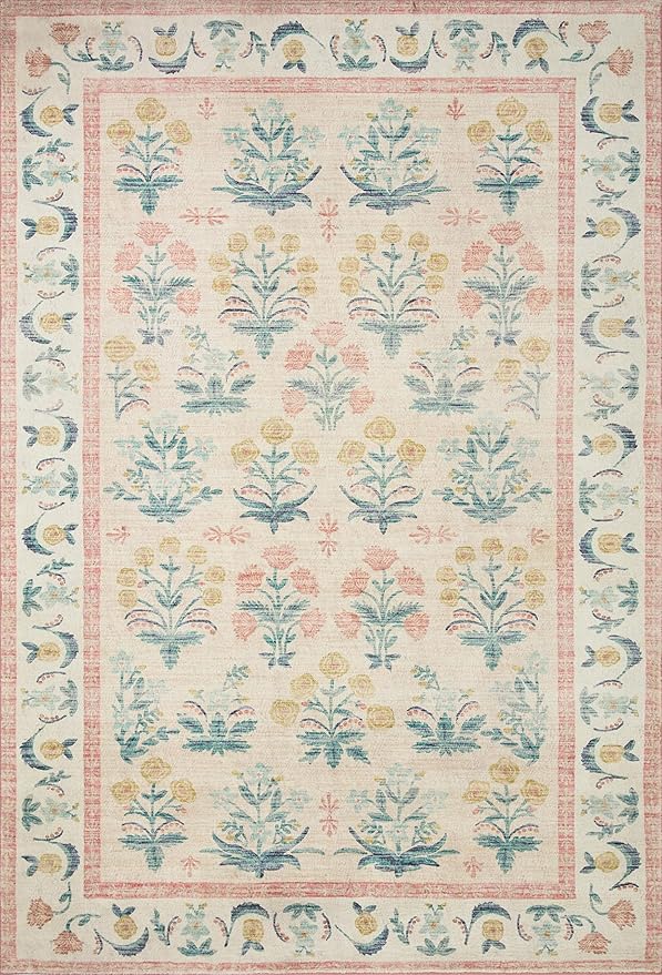Loloi Rifle Paper Co. Eden Collection EDE-01 Mughal Rose Blush 2'-3" x 3'-9" Accent Rug feat. CloudPile™