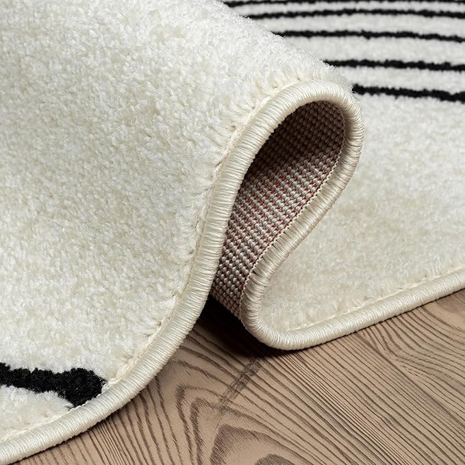 Abani Nuevo Beige Black Swirls Modern Area Rug 6' x 9' for Living Room, Bedroom - Abstract Design - Durable & Easy to Clean