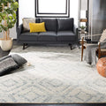 SAFAVIEH Adirondack Collection Area Rug - 10' x 14', Ivory & Light Blue, Modern Diamond Distressed Design, Non-Shedding & Easy Care, Ideal for High Traffic Areas in Living Room, Bedroom (ADR131T)