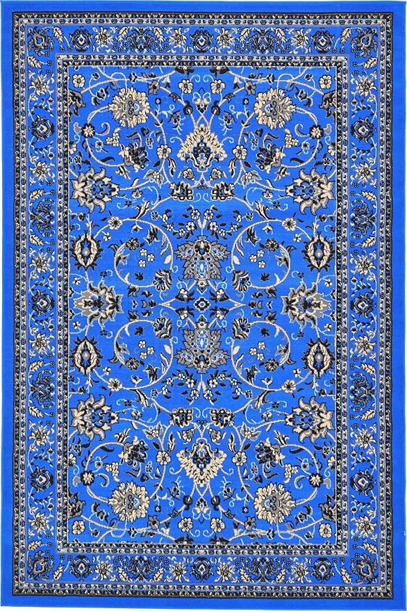 Unique Loom Sialk Hill Collection Area Rug - Washington (6' x 9' Rectangle Dark Blue/Black)