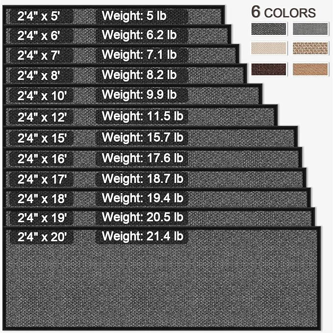 GOYLSER 18ft Extra Long Jute Runner Rugs for Hallways, Rubber Backed Hall Floor Mat Non Slip, Absorbent Entry Way Runner Rugs Indoor, Black