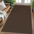 KOZYFLY Washable Area Rug 4x6 ft Non Slip Rubber Backed Living Room Rugs Braided Woven Cotton Kitchen Rugs Indoor Entryway Rug Floor Carpet for Dining Living Room Bedroom, Reddish Brown/Coffee