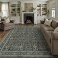 9x12 Area Rug for Living Room Black Vintage Washable Bedroom Carpet Traditional Distressed Soft Non Slip Indoor Large Accent Rug Retro Thin Low Pile Floor Cover for Dining Room Playroom