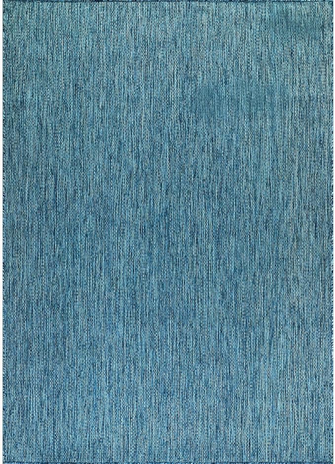 CAMILSON Outdoor Rug 10x14 Modern Area Rugs for Large Indoor and Outdoor Patios and Porches - Waterproof, Washable, Non-Shedding, Easy-to-Clean Outside Carpet (10 x 14, Solid - Aqua)