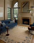 Loloi Chris Loves Julia Rue Collection RUE-05 Natural/Denim 8'-6" x 11'-6" Area Rug Jute Neutral Floral Living Room Bedroom Rug