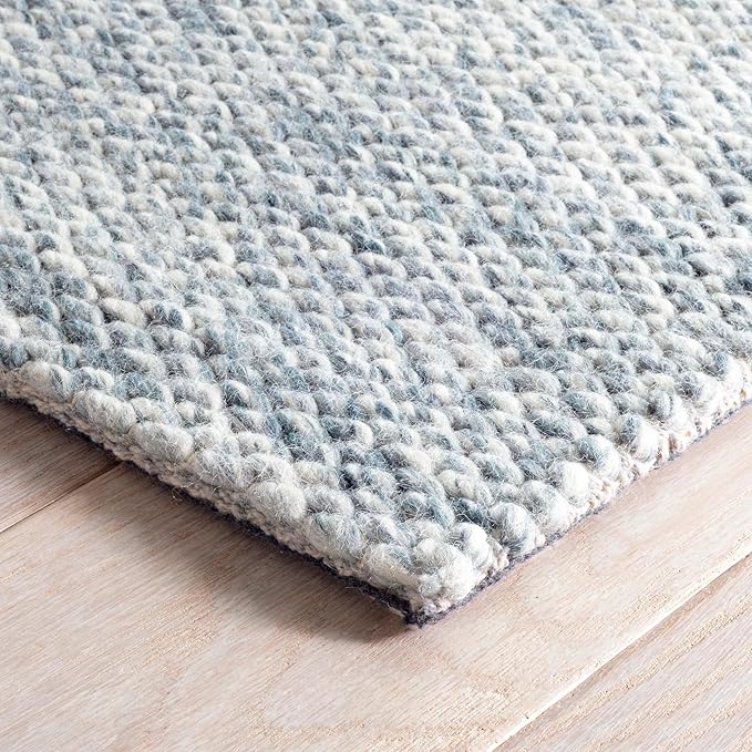 Dash and Albert Loggia Sky Wool Area Rug - 2' x 3' Sky Blue Solid Handwoven Accent Rug - Durable, Lightweight, Dining Room, Living Room, Bedroom - Premium Luxury Hotel Quality Soft Breathable