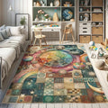 Ambesonne Planets Decorative Rug, Vintage Patchwork Ornaments and Outer Space Globes Pattern Colorful Design Print, Quality Carpet for Bedroom Dorm and Living Room, 2' 2" x 3' 7", Multicolor