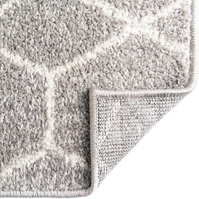 Unique Loom Trellis Frieze Collection Area Rug - Geometric (3' Square, Light Gray/ Ivory)