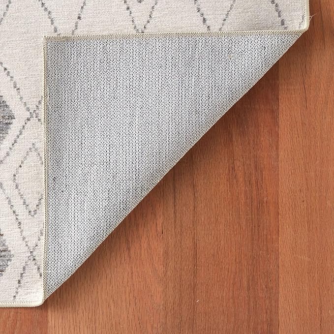Dash & Albert Chandler Ivory Machine Washable Rug, 2 X 3 Feet, Ivory Geometric Pattern