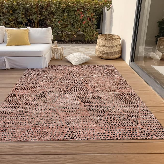 Addison Rugs Chantille ACN591 Salmon 8' x 10' Indoor Outdoor Area Rug, Easy Clean, Machine Washable, Non Shedding, Bedroom, Living Room, Dining Room, Kitchen, Patio Rug