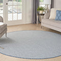 Nourison Home Courtyard Ivory Blue 6' x Round Area Rug - Easy Clean, Non Shedding, Bed Room, Living Room, Dining Room, Kitchen (6' x Round)