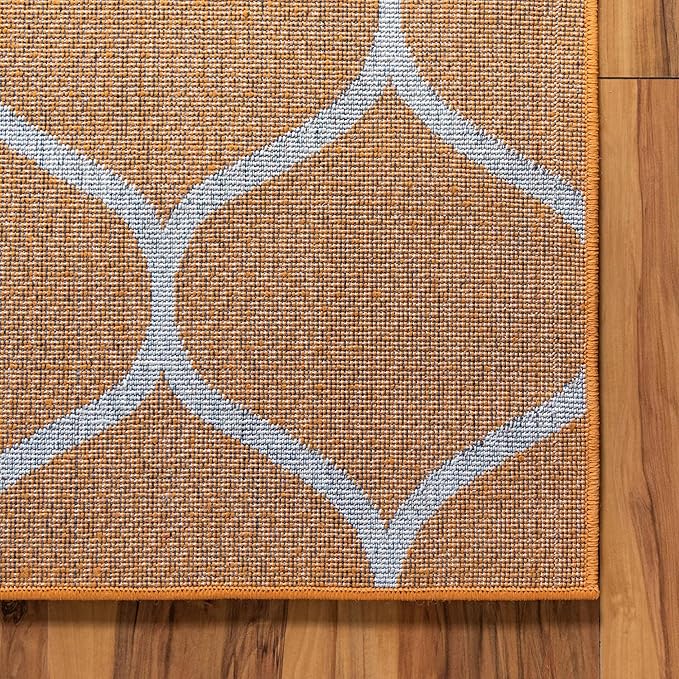 Rugs.com Lattice Frieze Collection Rug – 5' x 8' Orange Medium Rug Perfect for Living Rooms, Large Dining Rooms, Open Floorplans