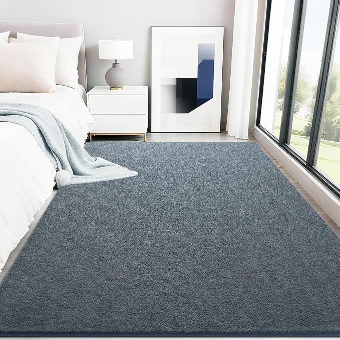 HQAYW 7x10 Large Area Rugs for Living Room Bedroom, Modern Thickened Memory Foam Soft Rug, Low Pile Minimalist Washable Non Slip Carpets for Kids Girls Boys Nursery Dorm Home Decor, Navy Blue