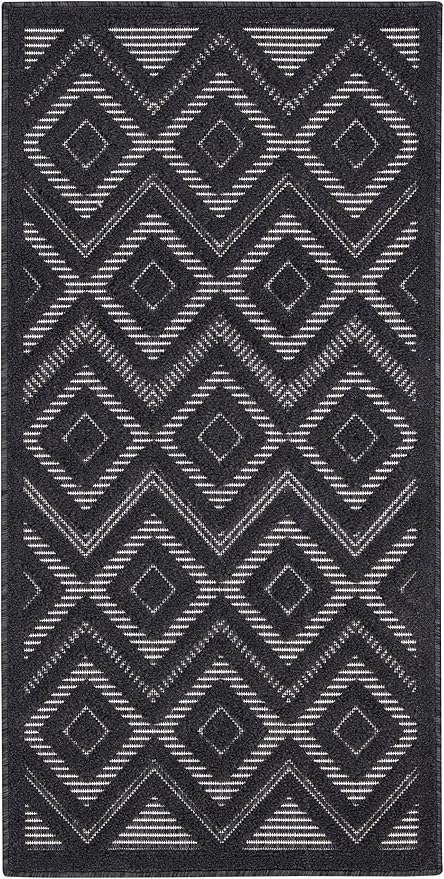 Nourison Home Versatile Charcoal Black 2' x 4' Area Rug - Easy Clean, Non Shedding, Bed Room, Living Room, Dining Room, Kitchen (2' x 4')