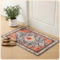 Istana Area Rug 2x4 - Red & Teal 2x4 Washable Rug Non Slip - Pet Friendly Living Room Rug - Non Shedding Washable Rugs for Bedroom - Foldable Bathroom Rugs