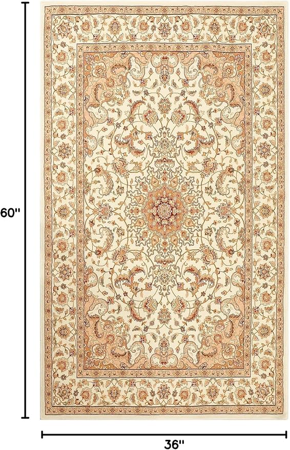 COMSLE Boho Area Rug, 3' x 5' Machine Washable Rugs for Entryway Faux Wool Large Rugs Distressed Throw Rug Non-Slip Floor Carpet for Indoor Bedroom Kitchen Living Room Cream/Beige-2