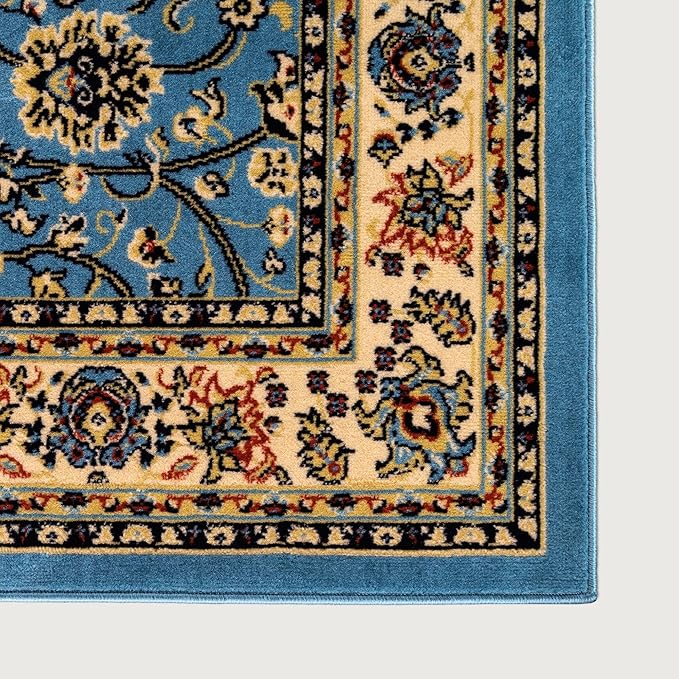Rugs.com Yasmin Collection Rug – 10 Ft Runner Light Blue Medium Rug Perfect for Hallways, Entryways