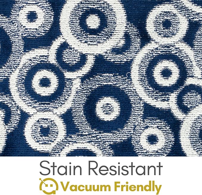 25 ft Extra Long Blue Hallway Runner Rug | Non-Slip & Machine Washable | Custom Cut to Size 2'3" x 25' (Runner) | REMNAZ
