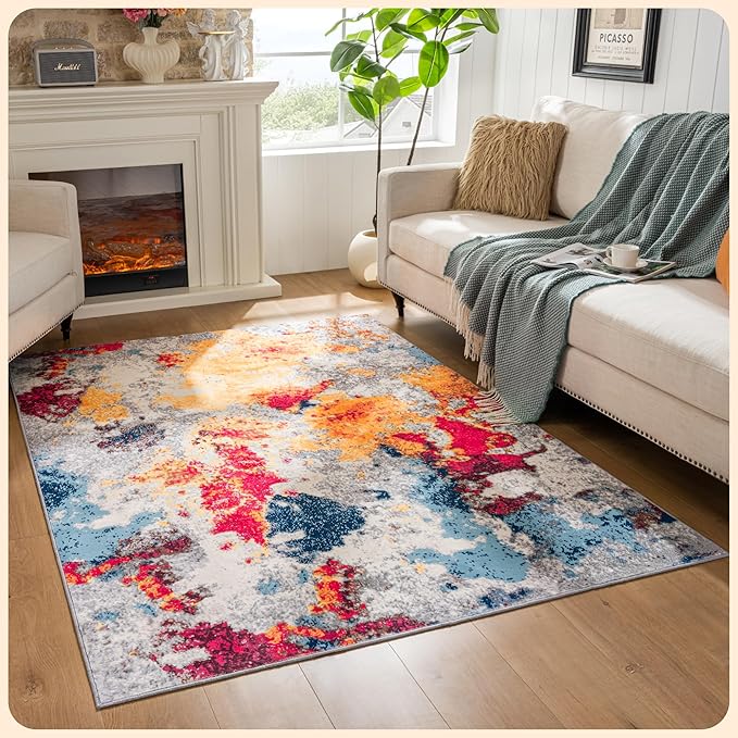 Istana 5x7 Area Rug - Multi Colors Rugs for Living Room 5x7 - Foldable Rugs for Bedroom - Stain Resistant Washable Rug - Eco-Friendly Boho Area Rugs - Easy to Clean Living Room Rug