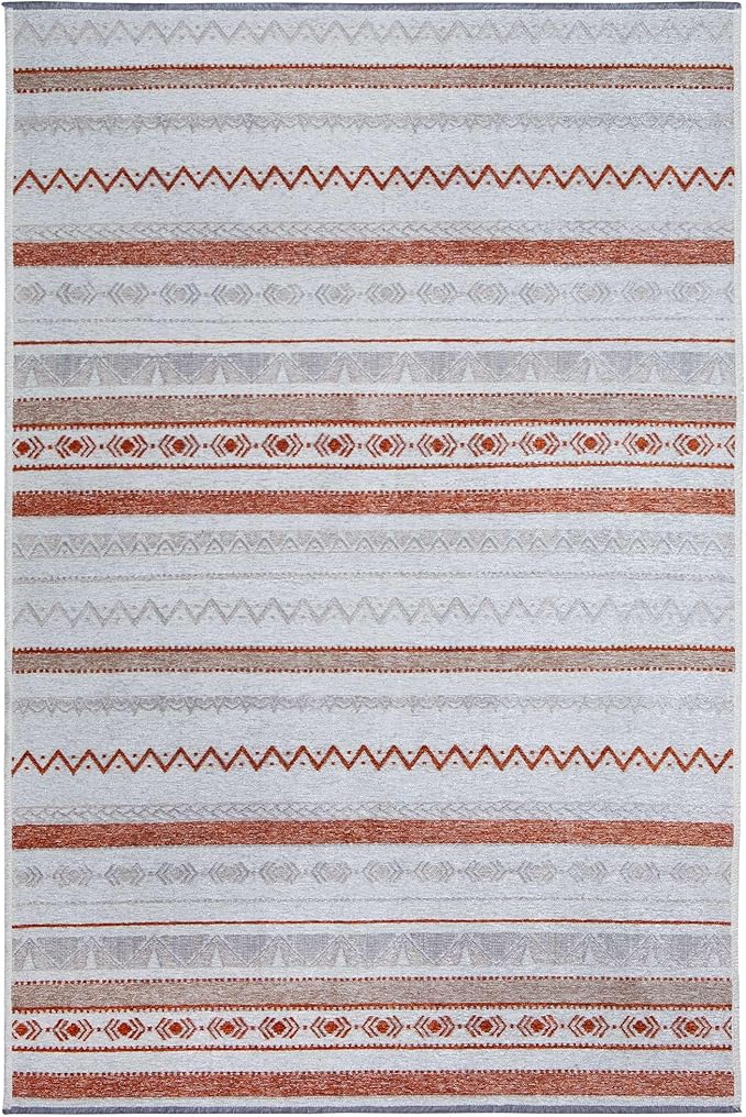 Alfa Rich 5x8 Beige Terracotta Washable Area Rugs for Living Room Bedroom Kitchen Cotton Decor Rug
