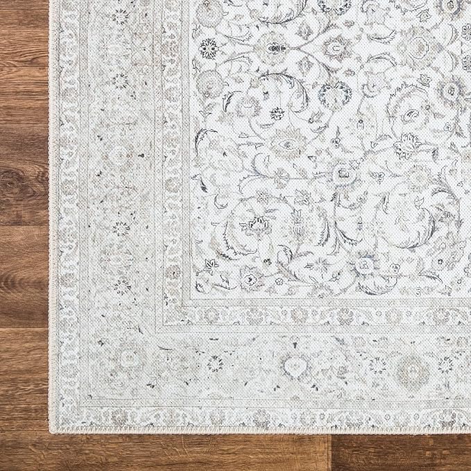 Bloom Rugs Washable Non-Slip 2' x 3' Rug - Beige/Off White Traditional Bordered Area Rug for Living Room, Bedroom, Dining Room, and Kitchen - Exact Size: 2' x 3'