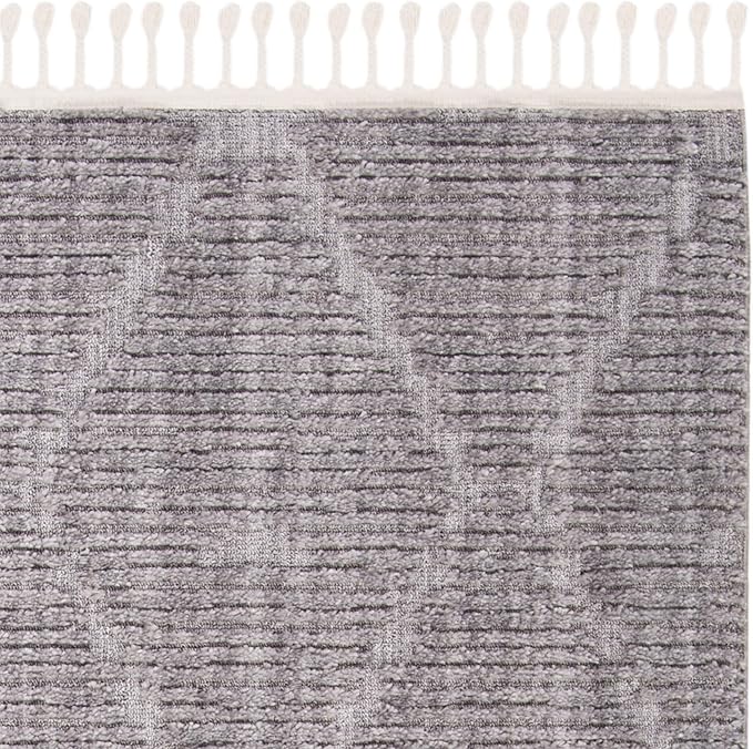 SAFAVIEH Marrakech Collection Area Rug - 6'7" Square, Grey, Moroccan Boho Tribal Tassel Design, Non-Shedding & Easy Care, Ideal for High Traffic Areas in Living Room, Bedroom (MRK517F)
