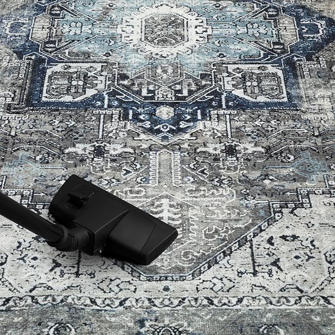 Keen Home Design 2x10 Rug - Machine Washable Runner Rug with Non-Slip Backing, Ideal for Hallway, Entryway, Kitchen, Laundry Room - Vintage, Easy Clean, Durable, Low Pile - (2'6" x 10')