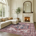 Fame Rugs Turkish Rug. Washable Vintage Oriental Antique Inspired Traditional Doormat Small Modern Area Rugs Luxury Entryway Entry Bedroom Bathroom Kitchen (404RR, 7'5 x 9'9)