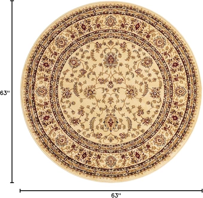 Unique Loom Voyage Collection Traditional Oriental Classic Area Rug (5' 0 x 5' 0 Round, Ivory/Gold)