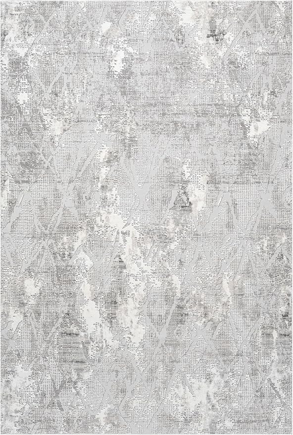 Adel Modern Area Rug for Living Room, 6x9 Rustic Distressed Abstract Gray Rug, Medium Pile Stain Resistant Carpet for Bedroom, Dining Room or Kitchen (6' x 9', Gray)