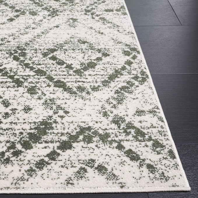 SAFAVIEH Adirondack Collection Area Rug - 3' x 5', Ivory & Dark Green, Geometric Design, Non-Shedding & Easy Care, Ideal for High Traffic Areas in Living Room, Bedroom, Dining (ADR131W-3)
