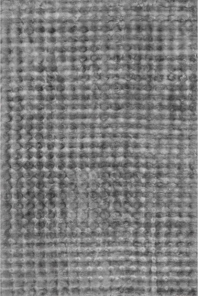 Nuloom Jeni Dark Grey, 6' x 9', Solid Faux Rabbit, Fluffy and Cozy, High Traffic, Stain Resistant, Easy Clean, Durable Washable Area Rug for Bedroom, Living Room, Dining, Den, Foyer, Entryway