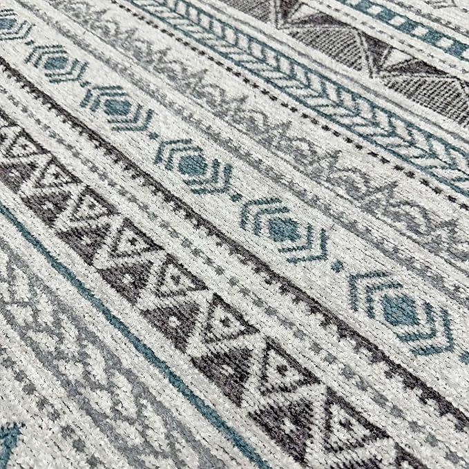 Alfa Rich 3x10 Blue Gray White Washable Area Rugs for Living Room Hallway Kitchen Decor Runner