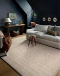 Loloi Chris Loves Julia Calvin Collection CLV-02 Ivory/Oatmeal 7'-10" x 7'-10" Round Area Rug Checkered Neutral Soft Living Room Bedroom Carpet