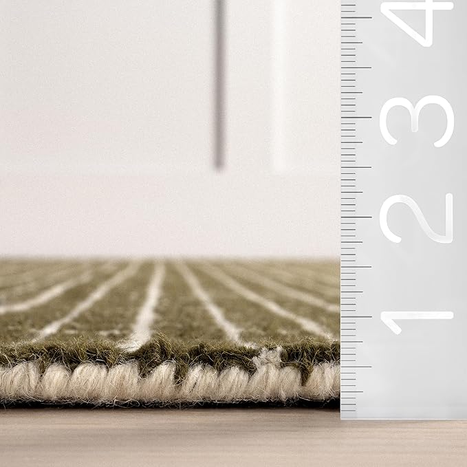 Rugs USA Melrose Checked Wool Area Rug - 5x8 Area Rug Contemporary Moss/Ivory for Living Room Bedroom Dining Room Kitchen