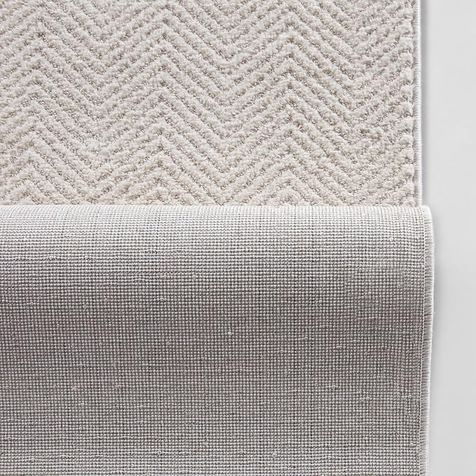 Well Woven Custom Size Hallway & Stair Runner- Harlow Pompeii Ivory 27 Inches Wide x 30 Feet Long Runner (27" x 30') Runner Rug - Modern Chevron Pattern, Ultra-Soft, Easy-Clean