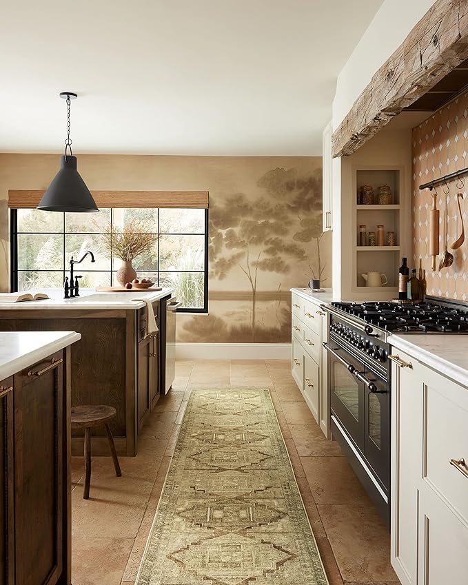 Loloi Magnolia Home by Joanna Gaines Sinclair Collection SIN-02 Khaki/Tobacco 3'-6" x 5'-6", .25" Pile Height, Machine Washable, Accent Rug