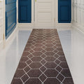 Custom Made Runner Rug for Kitchen Foyer Hallway Entry Choose Your Length Size 26 Inch Wide Geometric Lattice Design Brown Color (30 feet x 26 inch)