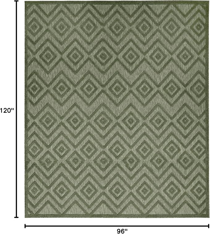 Nourison Home Versatile Green 8' x 10' Area Rug - Easy Clean, Non Shedding, Bed Room, Living Room, Dining Room, Kitchen (8' x 10')