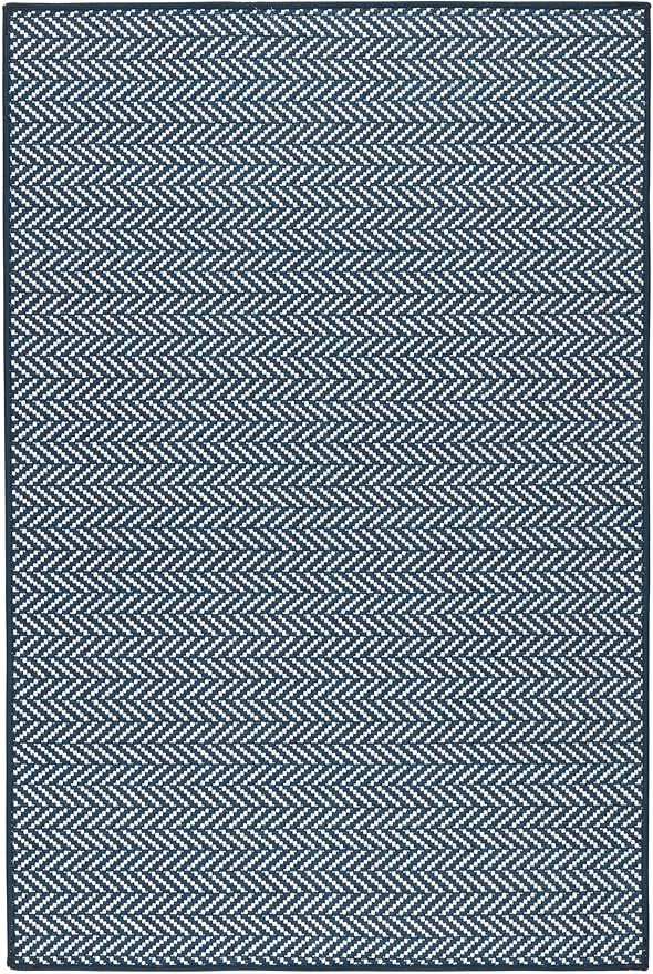Dash & Albert Herringbone Navy Machine Washable Rug, 7.5 X 9.5 Feet, Blue Geometric Pattern