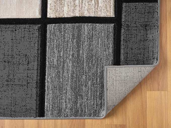 Geometric Carpet Runner - Decorative Hallway Rug for Home & Office - Indoor Carpet for Living Room, Dining Room - Non-Fading Polyester Material, Stain-Proof - Made in Turkey - Sand 2x7 ft