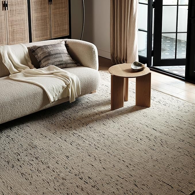 Rugs USA Hamptons Marled Ivory/Grey, 5' x 8', Hand Woven, Marled, Tassel, Soft and Cozy, High Traffic, Stain Resistant, Easy Clean, Durable Area Rug for Bedroom, Living Room, Dining, Den, Foyer