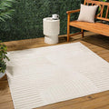 JONATHAN Y Hallie High-Low Curve Ivory/Cream 8x8 Square Indoor/Outdoor Area Rug, Minimalist, Pet Friendly, Non-Shedding, Stain Resistant, Hose-Washable for Backyard, Patio, Porch (SCN100B-8SQ)